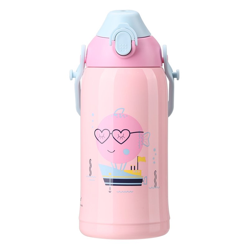 UZSPACE double walled cute kindergarten kids stainless steel insulated thermos water bottle for school and outdoor sports 550ml
