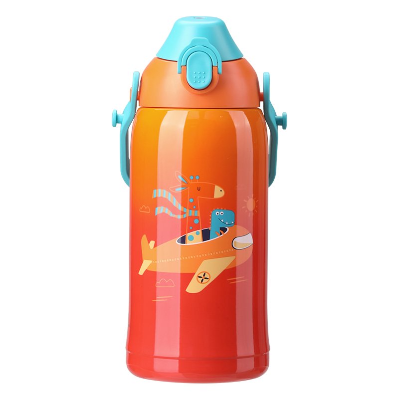 UZSPACE double walled cute kindergarten kids stainless steel insulated thermos water bottle for school and outdoor sports 550ml