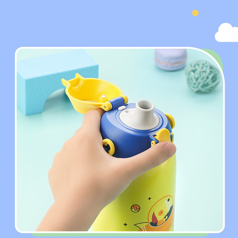 UZSPACE double walled cute kindergarten kids stainless steel insulated thermos water bottle for school and outdoor sports 550ml