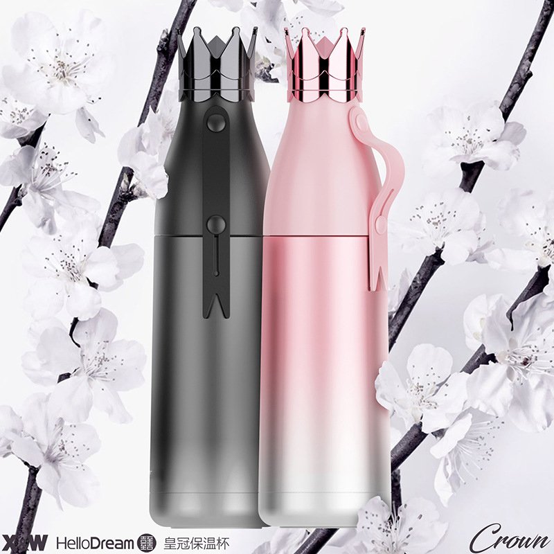 Crown Shaped 304 Stainless Steel Insulted Bottle Gradually Color Vacuum Thermos Flask