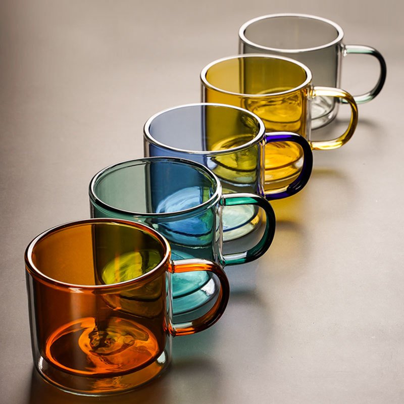 8OZ Hand Craft Clear Unique Heart Shaped Water Juice Cup Double Walled Insulated Glass Coffee Mug Tea Cup Double Wall Glass
