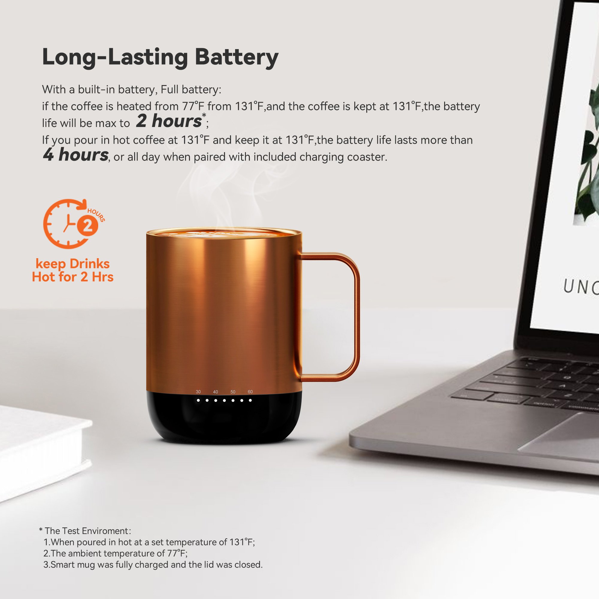Vsitoo IPX7 App Temperature Controlled Self Heating Travel Coffee Mug Smart Stainless Steel Mug