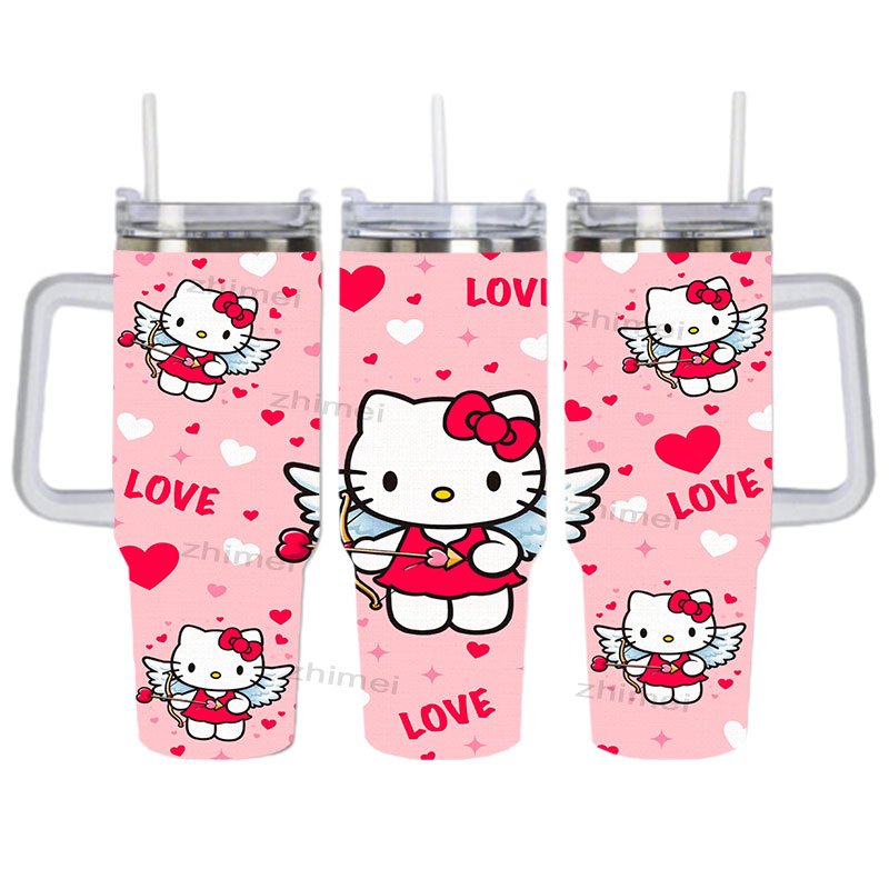 Wholesale Cartoon Halloween KT Cup Custom Logo 30 40 oz Thermal Vacuum Flask Stainless Steel 40oz Tumbler With Handle