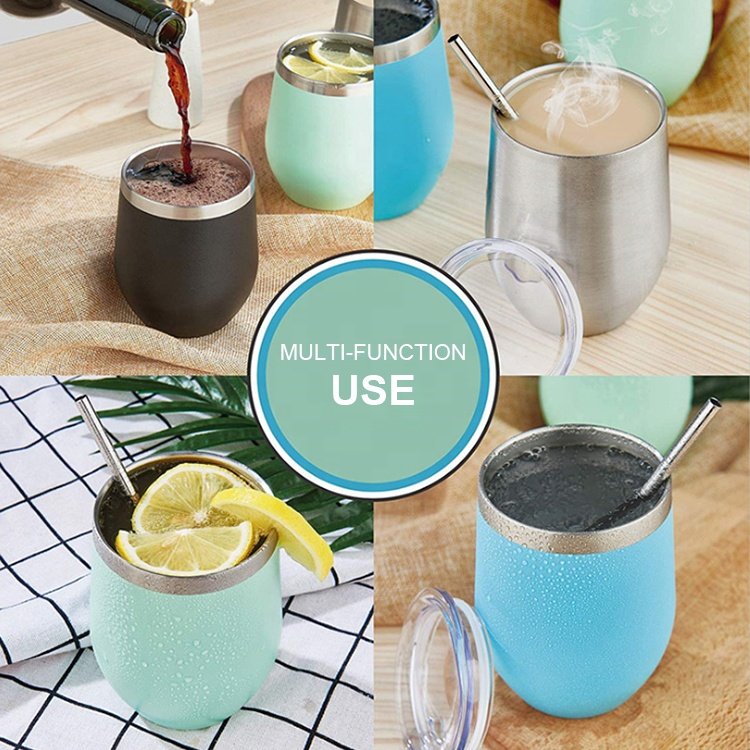 12 oz Vacuum Insulated Coffee Mug Stainless Steel Egg Mug Egg Wine Cup With Lid