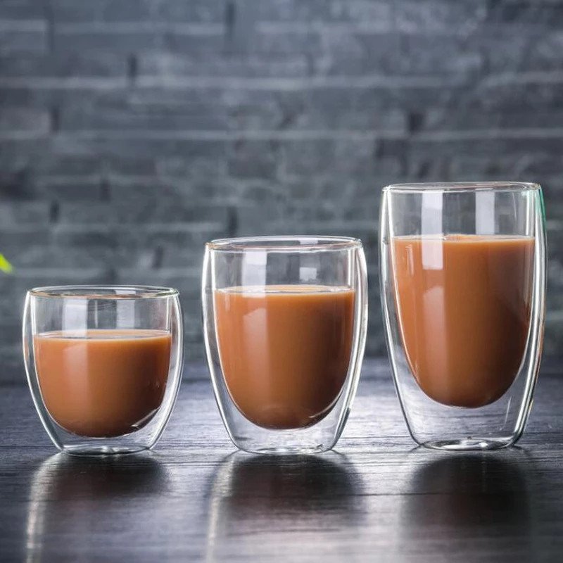 Double Walled Glass Cup Water Whiskey Crystal Drinking Glassware Highball Borosilicate Glass Coffee Cup Manufacturers