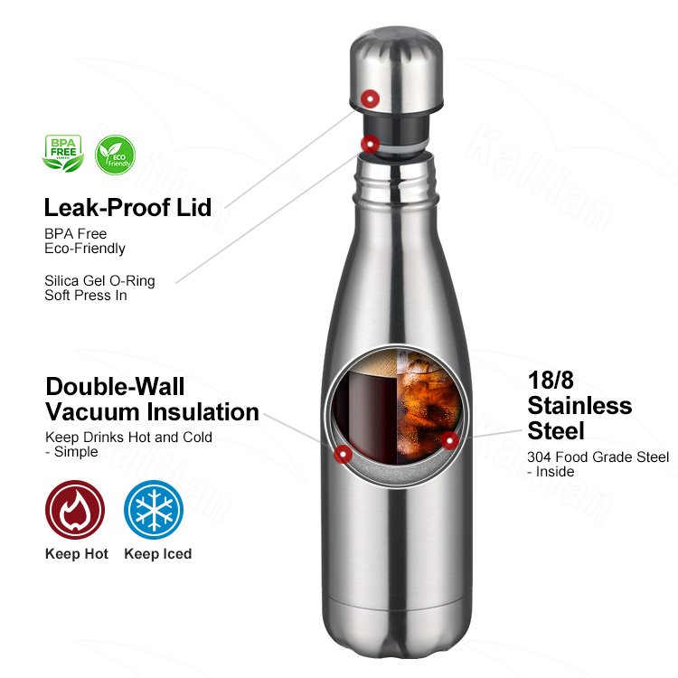 17oz Spray Paint Double Wall Vacuum Insulated Cola Shape Stainless Steel Thermo Flask Water Bottle