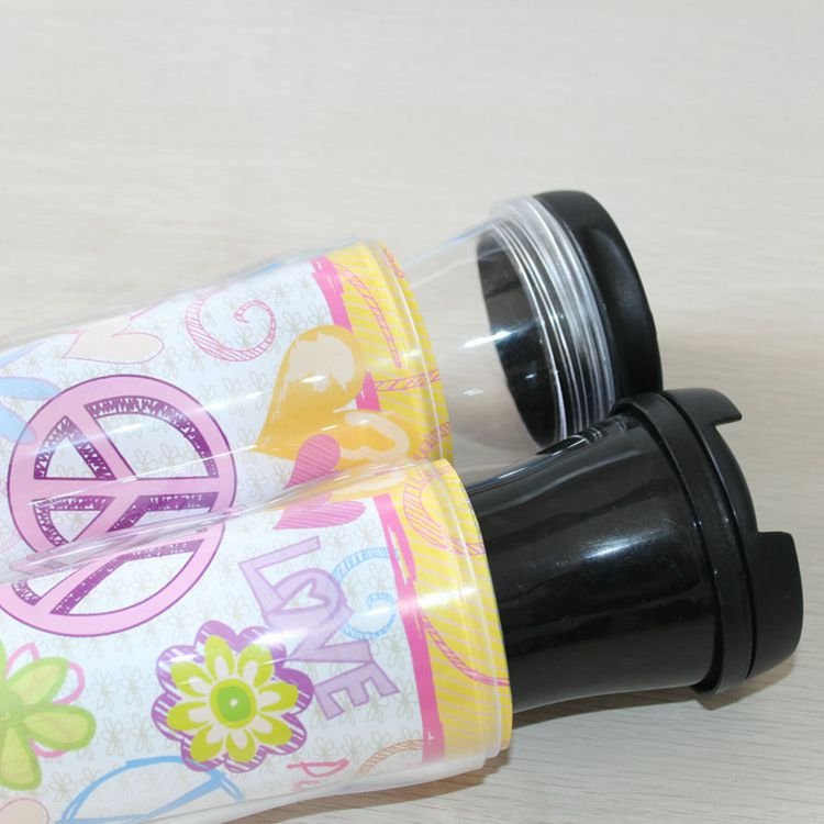 10oz double walled plastic coffee mug Detachable and replaceable advertising paper travel mug