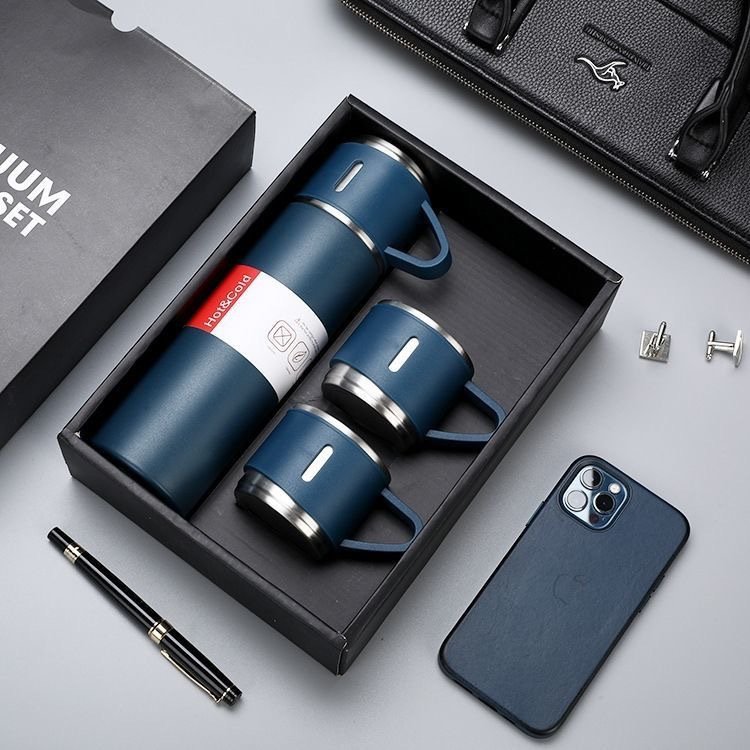 Factory Wholesale 500 ml set Christmas gift Thermos Vacuum Flask Stainless Steel Water Bottle with 2 Cups hot and cold fl
