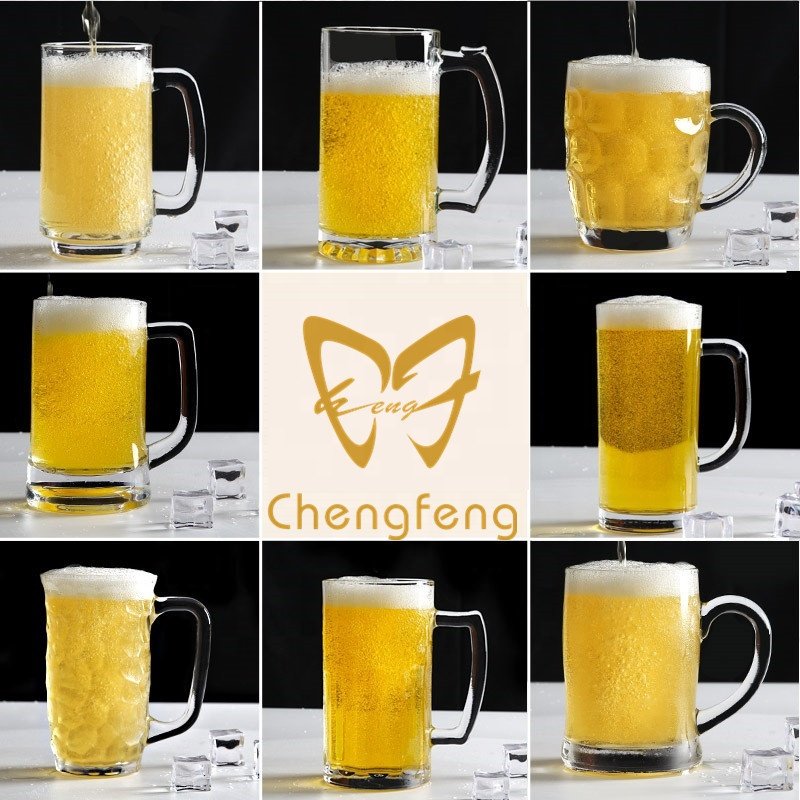 250ml 350ml 400 In Bulk Handgrip Glass Beer Mugs Wholesale Beer Stein Glasses Customizable