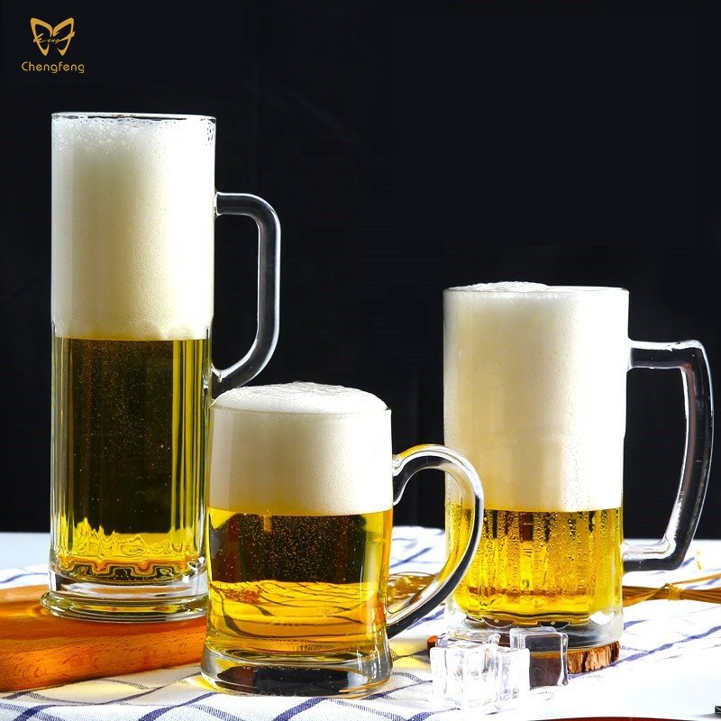 250ml 350ml 400 In Bulk Handgrip Glass Beer Mugs Wholesale Beer Stein Glasses Customizable