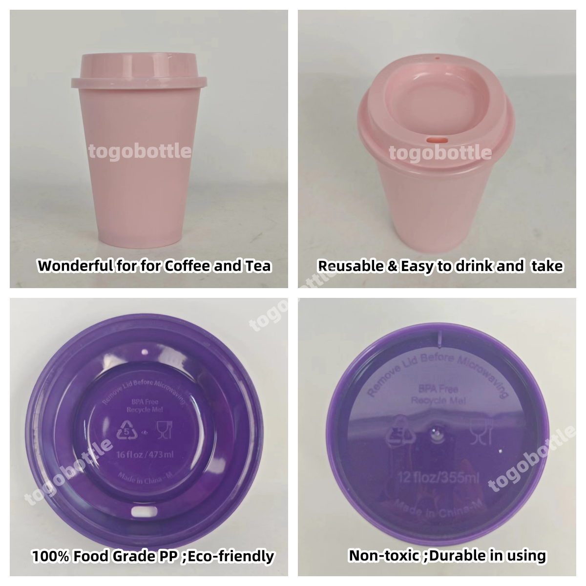 16oz 12oz 8oz Plastic Travel Cup BPA free Hot reusable cups pack Customizable birthday coffee tumbler Blank Cups for Vinyl
