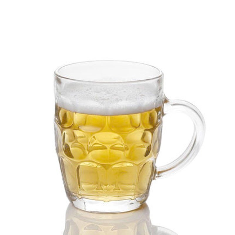 Customized Logo Beer Can Shaped Glass Cup 16oz Glass Rock Craft Beer Mug with Handle Party Wine Glass Beer Steins American Style