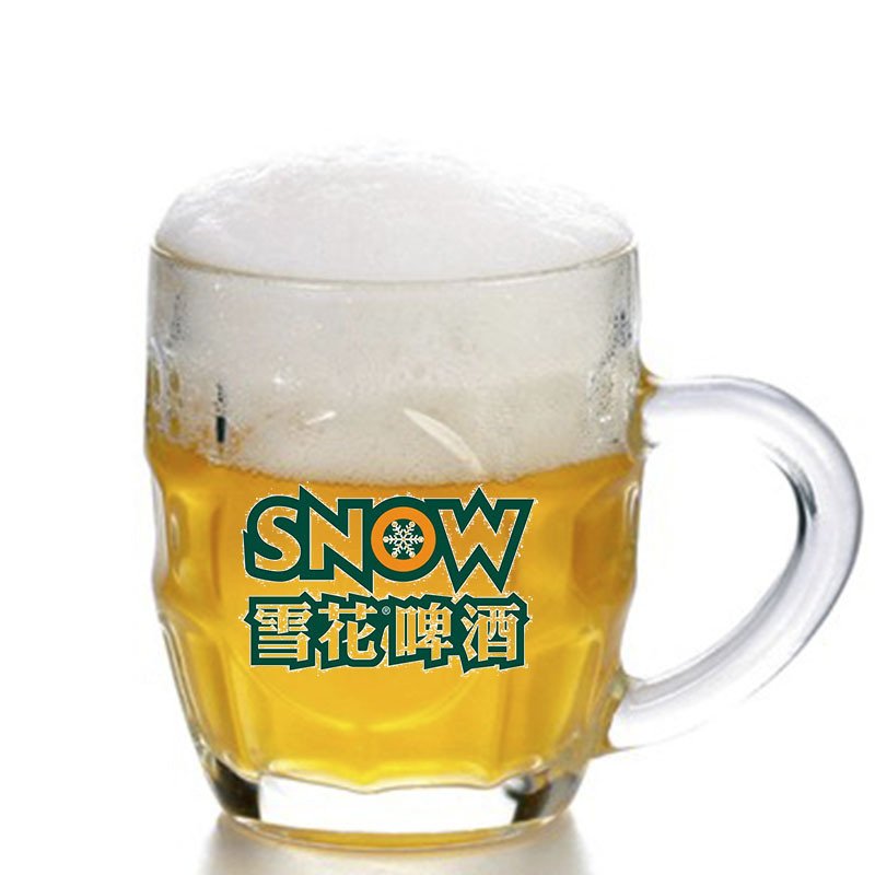 Customized Logo Beer Can Shaped Glass Cup 16oz Glass Rock Craft Beer Mug with Handle Party Wine Glass Beer Steins American Style
