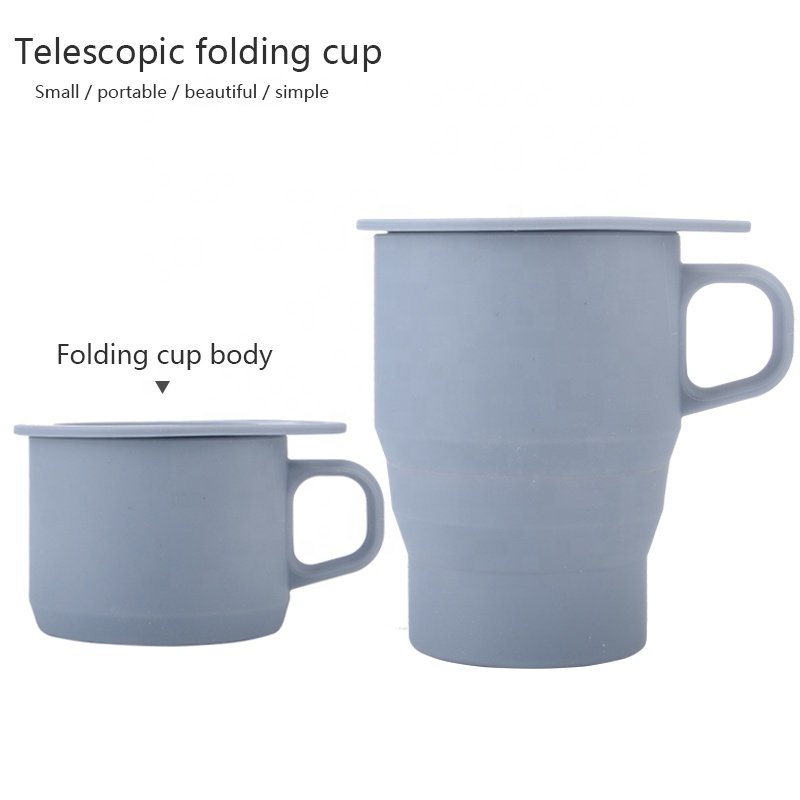 Hot Selling Portable OEM Eco Friendly Collapsible Travel Coffee Mug Silicone Foldable Coffee Mug Cup With Lid 350ml