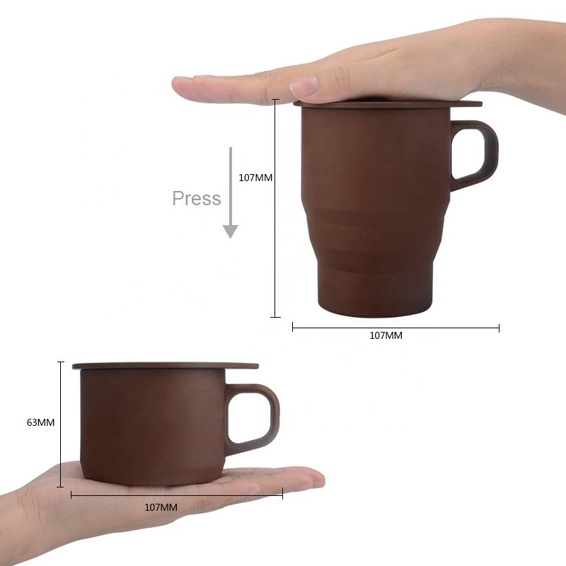 Hot Selling Portable OEM Eco Friendly Collapsible Travel Coffee Mug Silicone Foldable Coffee Mug Cup With Lid 350ml