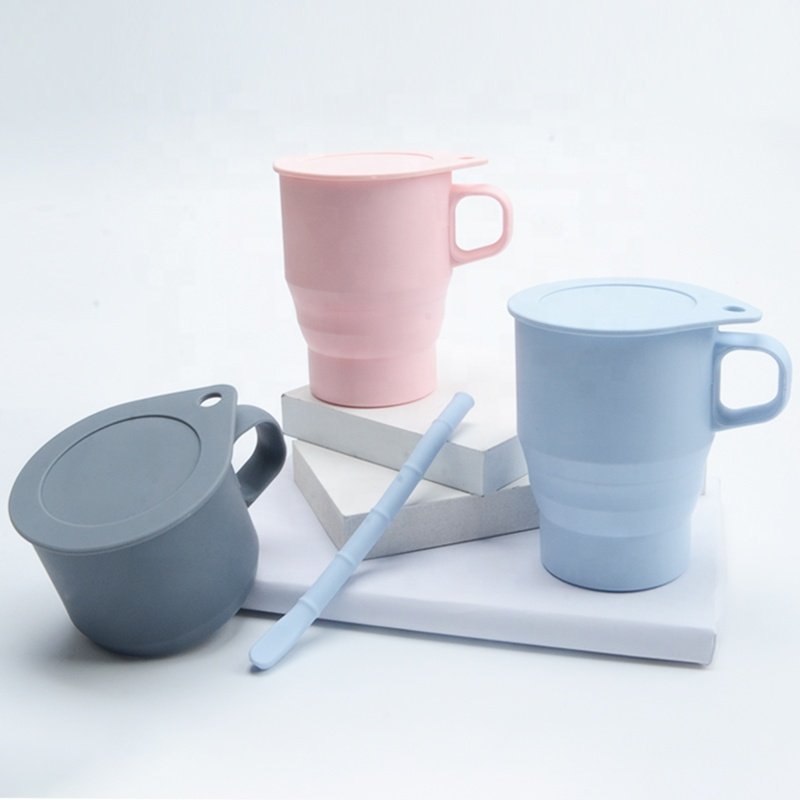 Hot Selling Portable OEM Eco Friendly Collapsible Travel Coffee Mug Silicone Foldable Coffee Mug Cup With Lid 350ml