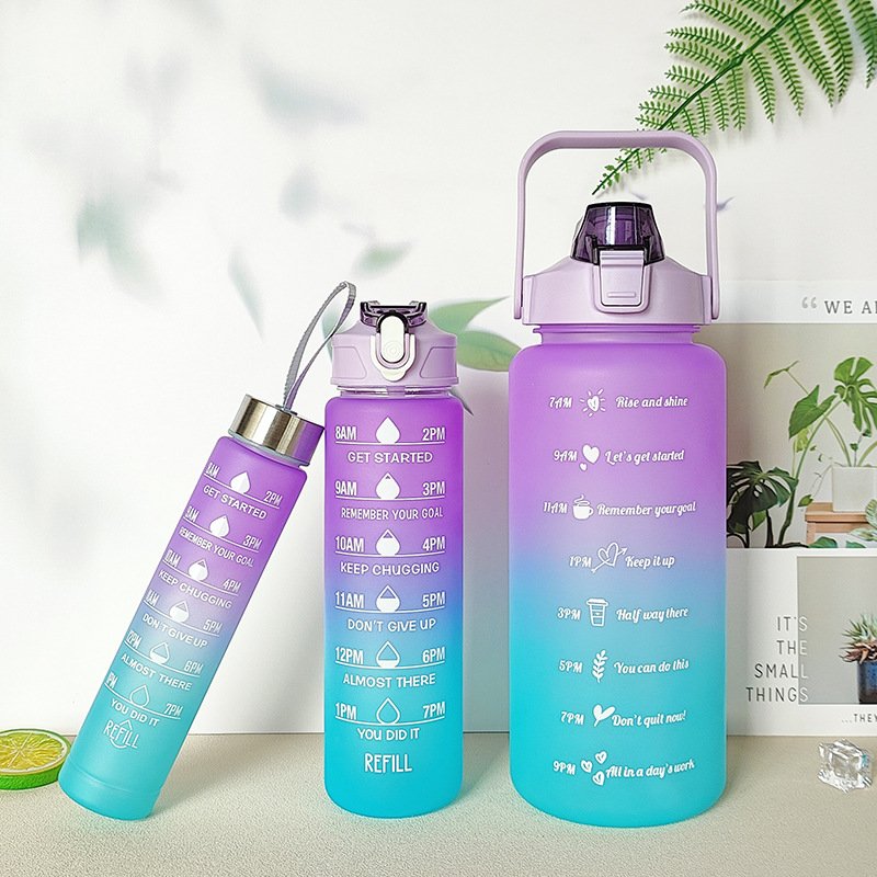New Design 3Pcs Set Sports Water Bottle Multi Colors Optional Gym Water Bottle All season Use With Straw