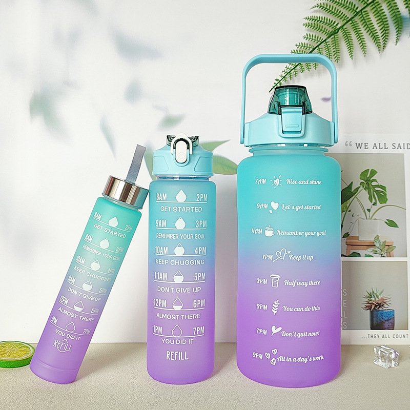 New Design 3Pcs Set Sports Water Bottle Multi Colors Optional Gym Water Bottle All season Use With Straw