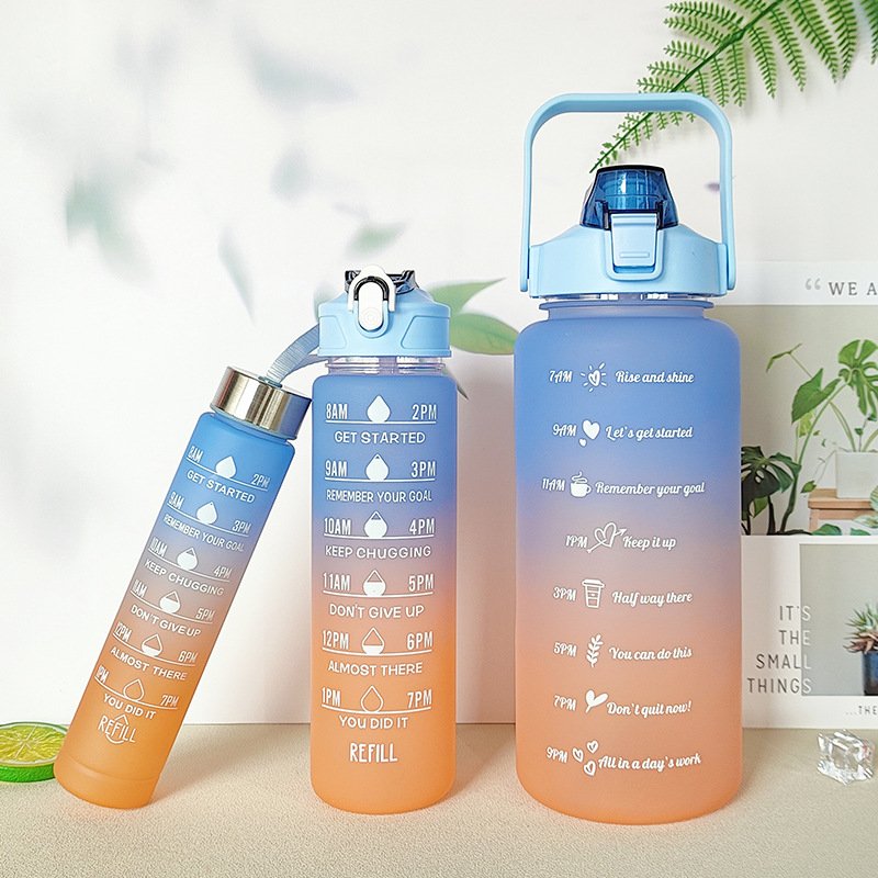 New Design 3Pcs Set Sports Water Bottle Multi Colors Optional Gym Water Bottle All season Use With Straw