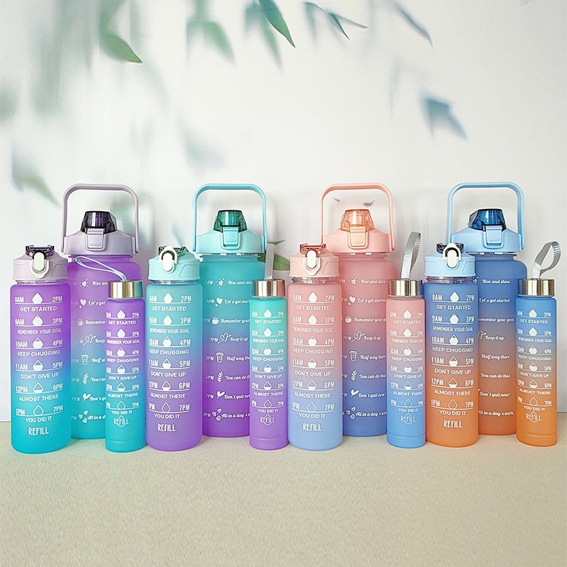 New Design 3Pcs Set Sports Water Bottle Multi Colors Optional Gym Water Bottle All season Use With Straw