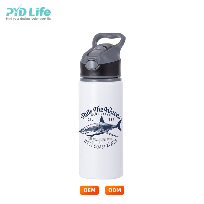 PYD Life Wholesale 22oz 650ml Aluminium Water Bottle Custom White Sublimation Blanks Sports Water Bottle with Straw