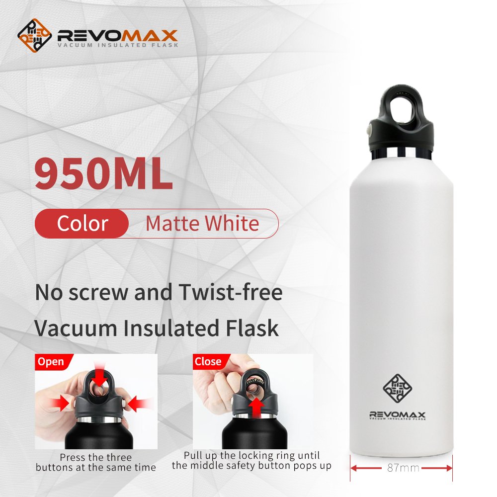 RevoMax 592ml 950ml Thermos Flask Outdoor Stainless Steel Large Capacity Thermo Coffee Mug Cup Water Bottle Thermos Flask