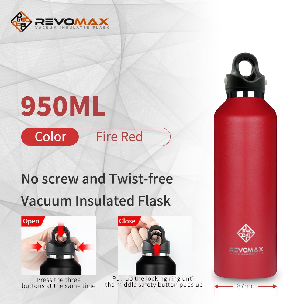 RevoMax 592ml 950ml Thermos Flask Outdoor Stainless Steel Large Capacity Thermo Coffee Mug Cup Water Bottle Thermos Flask