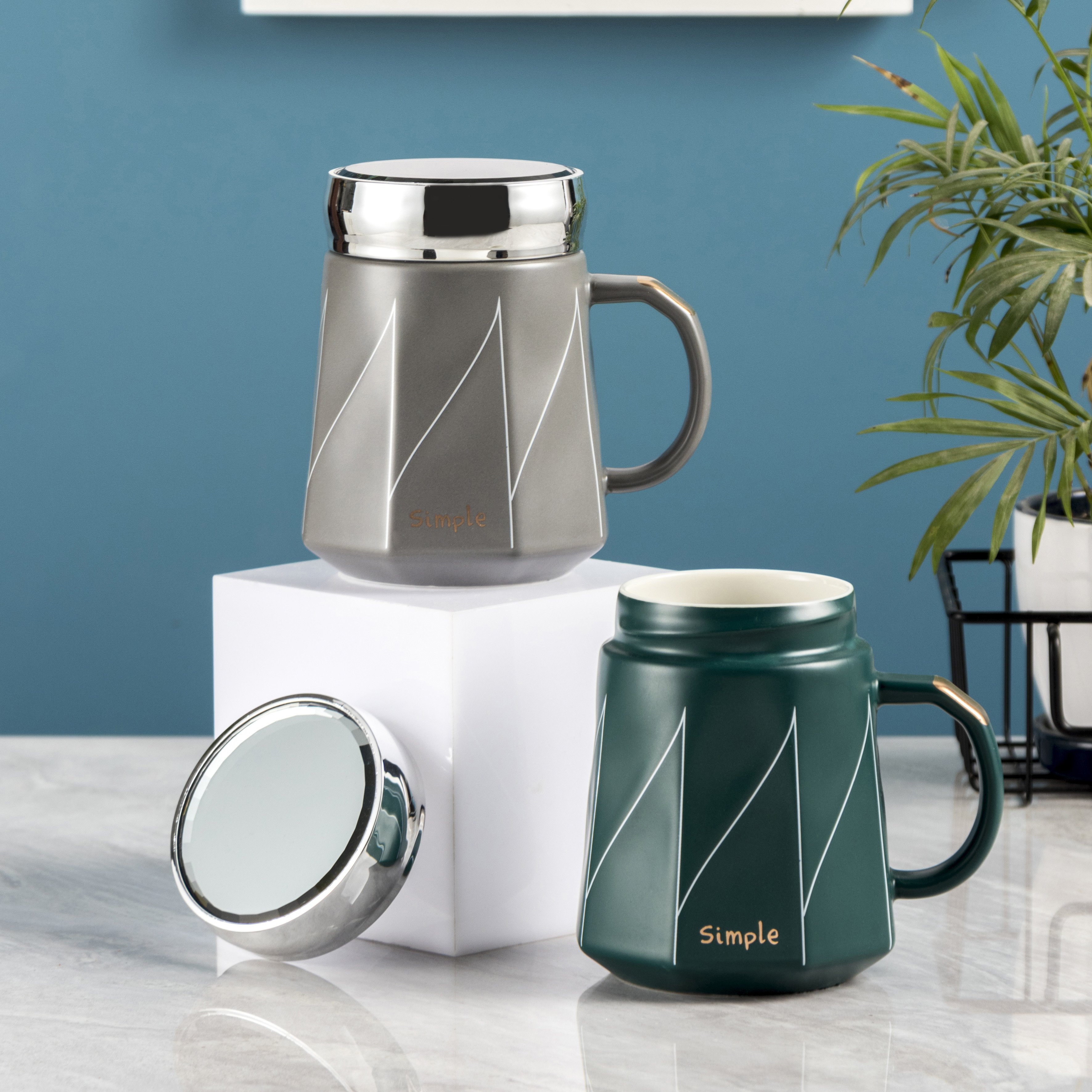Hot Seller New Product Thermal Geometric Matte Glaze Ceramic Coffee Cup Mirror Porcelain Drinking Mug