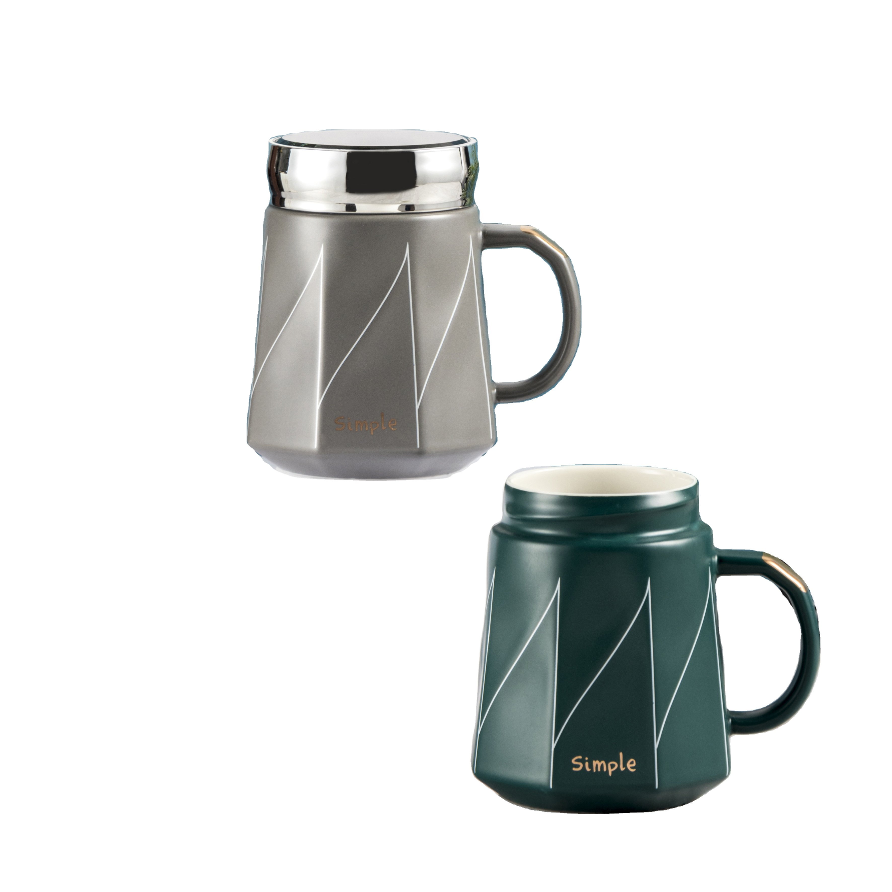 Hot Seller New Product Thermal Geometric Matte Glaze Ceramic Coffee Cup Mirror Porcelain Drinking Mug