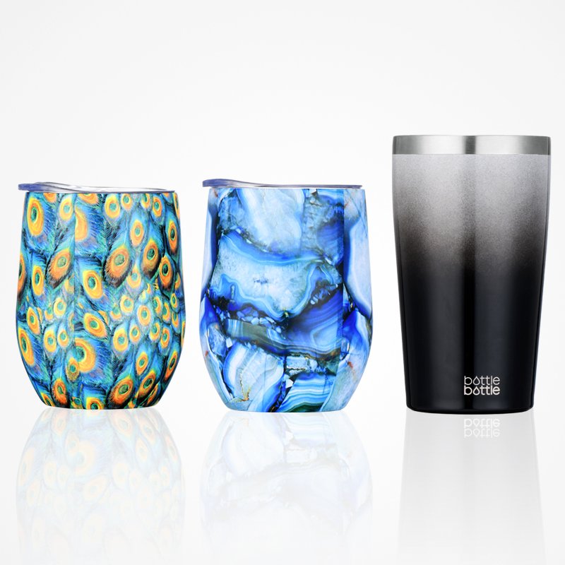 Insulated Wine Tumbler with Lid Double Wall Stainless Steel 12oz Insulated Coffee Mug GOLD