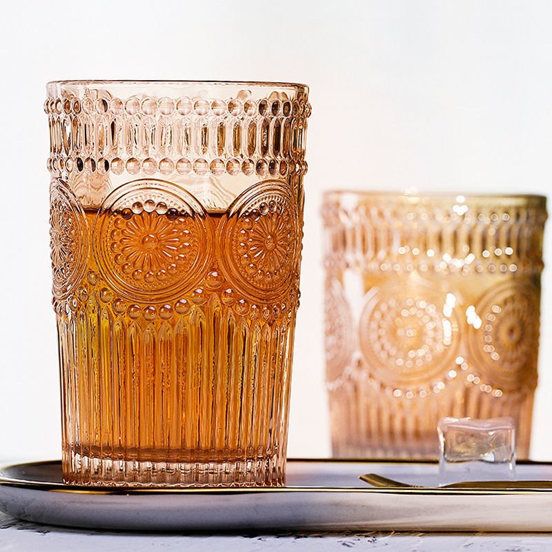 Vintage Glassware Ice Coffee milk tea Mug Beer Cocktail Glasses Set Transparent Glass Cup