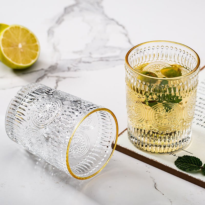Vintage Glassware Ice Coffee milk tea Mug Beer Cocktail Glasses Set Transparent Glass Cup