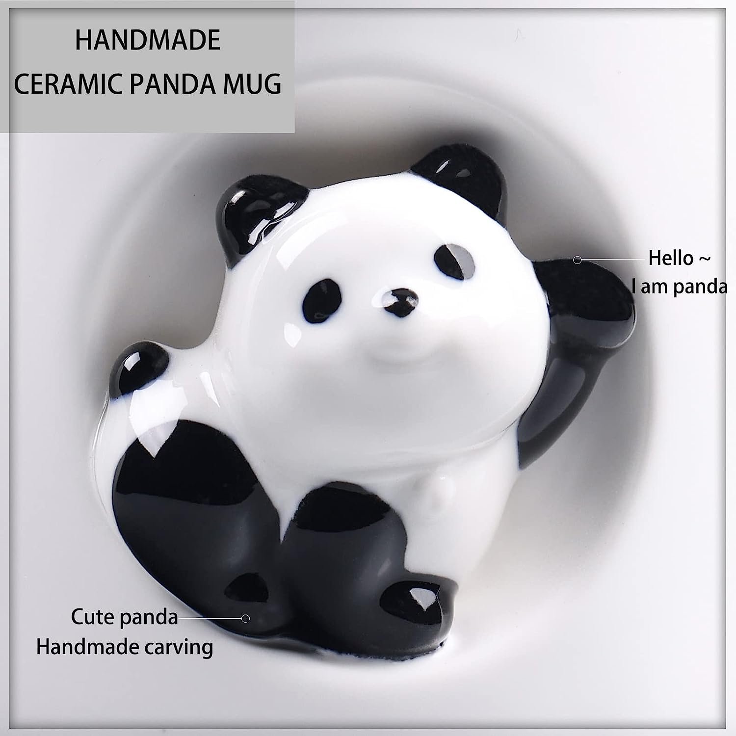 eco friendly products 2023 Panda Ceramic Green Novelty Coffee Mug Porcelain Tea cup Lid & Spoon Gifts for Women Friends Kids
