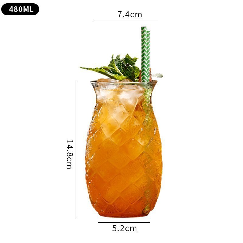 Factory wholesale High Quality 480ml High Borosilicate Creative Pineapple Shape Water Mug Jar Juice Cup Milk Drink Glass