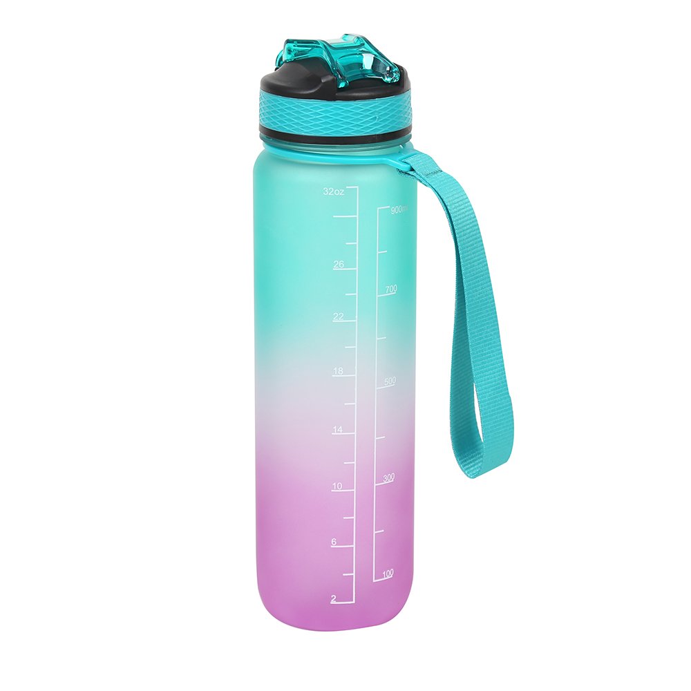 Wholesale gradient colour changing 1000ml motivational sports water bottle with filter