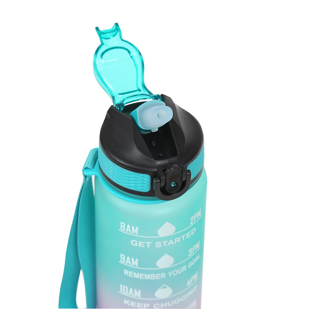 Wholesale gradient colour changing 1000ml motivational sports water bottle with filter