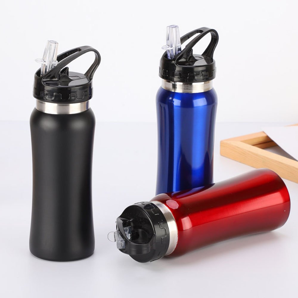 Good Quality single wall stainless steel water sport bottle with handle and straw