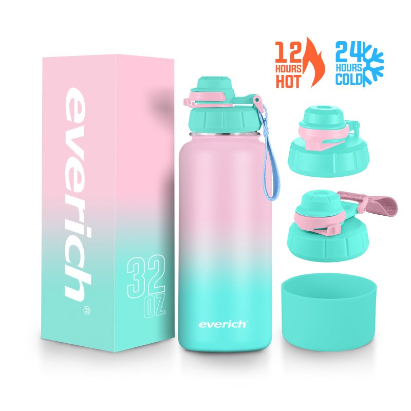 Everich Sports Drinking Vacuum Flask Double Wall Insulated 32oz Stainless Steel Water Bottle With Custom Logo For Gym Hiking