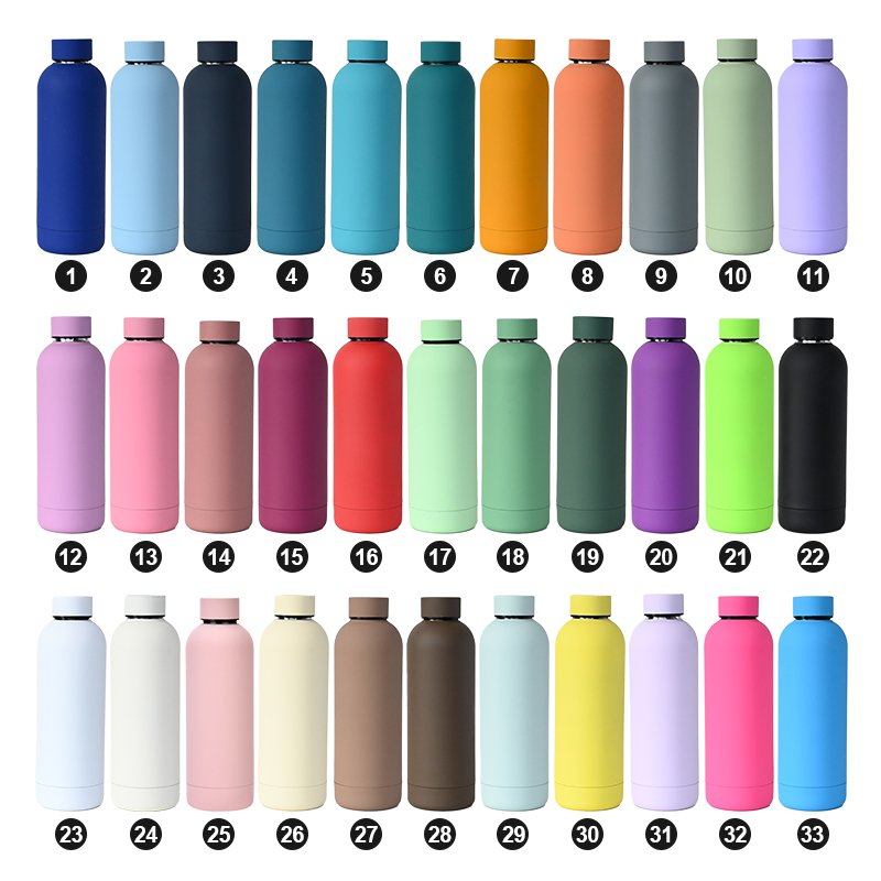 Custom 500ml Frosted Soft Touch Sport Cup Vacuum Flask Thermal Stainless Steel Drink Bottles With Straw Sports Water Bottle