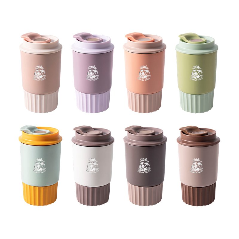 Custom 12oz coffee mug with logo thermal insulated double wall stainless steel 350ml reusable coffee cup with lid