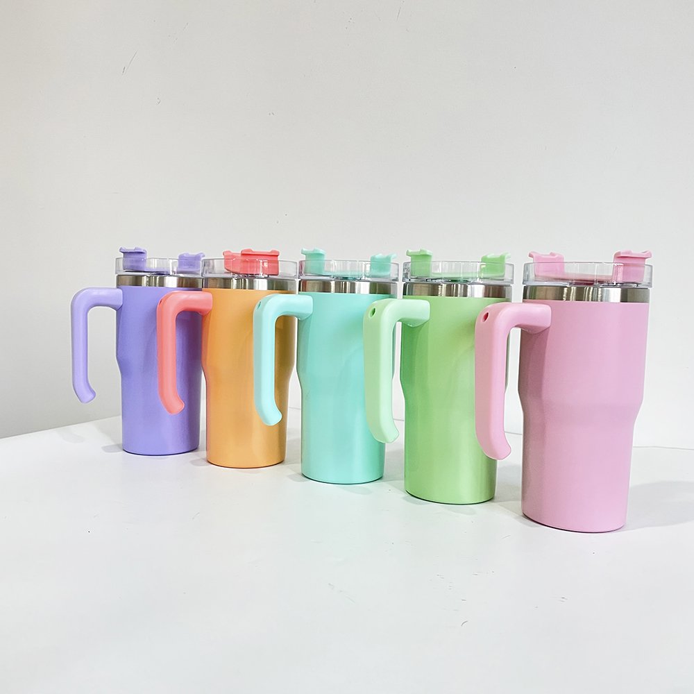 USA warehouse BPA free Stainless Steel Travel Mug Tumbler candy macaron colored 20oz kids travel mugs with handle