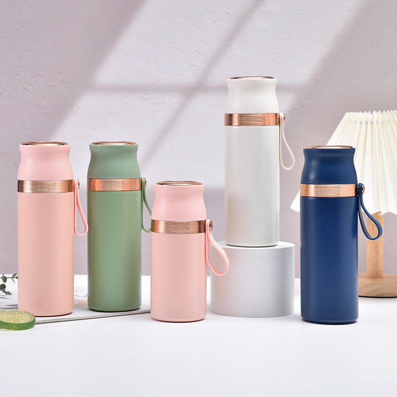 New fancy custom 316 stainless steel thermos cup flasks portable double wall vacuum insulated water bottle with rope