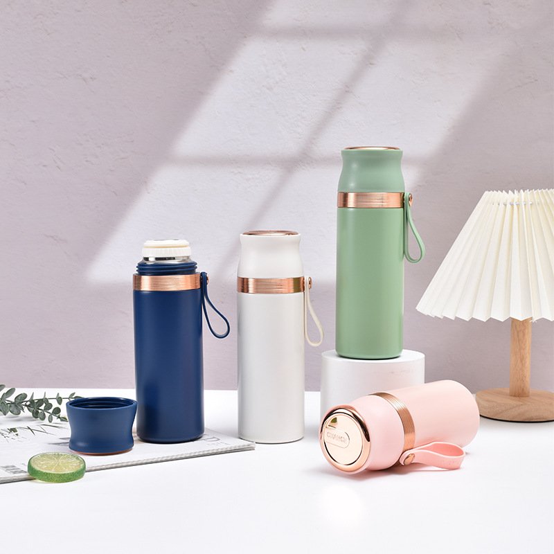 New fancy custom 316 stainless steel thermos cup flasks portable double wall vacuum insulated water bottle with rope