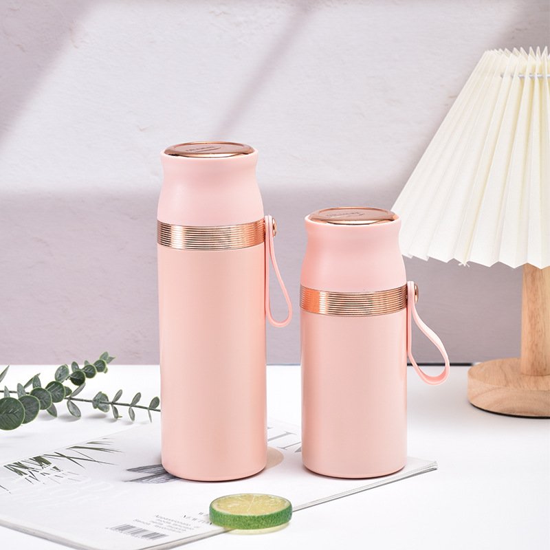 New fancy custom 316 stainless steel thermos cup flasks portable double wall vacuum insulated water bottle with rope