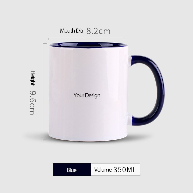 Customize your design dishwasher safe quality colorful 11oz 308g white ceramic mug with handle coffee cup with company logo