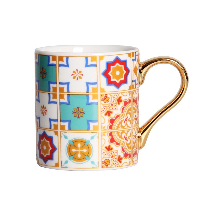 Baroque Style Ceramic Mug Wholesale Porcelain Mugs 320ml Ceramic Tea Cups Gold Rim Cups and Mugs Coffee