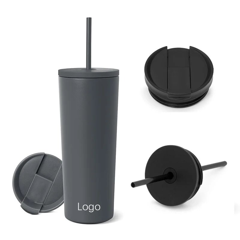 2024 New Stainless Steel Travel Tumbler Cup 16oz/20oz/24oz Colorful Double Wall Vacuum Coffee Mug With Straw And 2 Lids