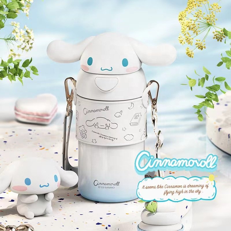 560ml Sanrios Kuromi Kitty Stuff Kids Thermos Cup Insulated Vacuum Flask Kawaii Large Capacity Stainless Steel Water Bottle