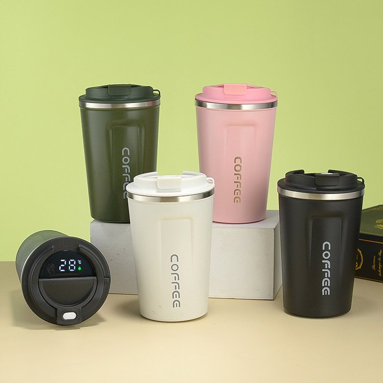 Eco-Friendly Portable LED Temperature Display Thermal Cup Stainless Steel 304 Vacuum Insulated Thermo Travel Coffee Mug With Lid