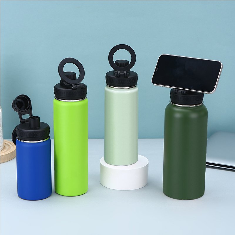 YEWAY Magsafe Drink Double Wall Water Bottle With Magnet Cell Phone Mount Stand 32 40 64Oz termal Bottle Flask With Magnetic Cap